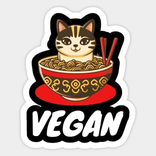 Cute Cat Eating Ramen - Purrfect Fashion for Cat Lovers Sticker